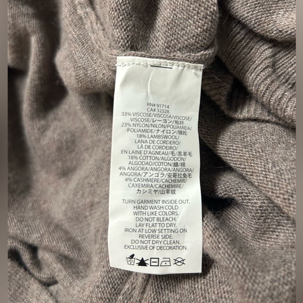 Armani Exchange Brown Cashmere Blend Ruffle Cardigan Sweater Medium - Picture 7 of 8